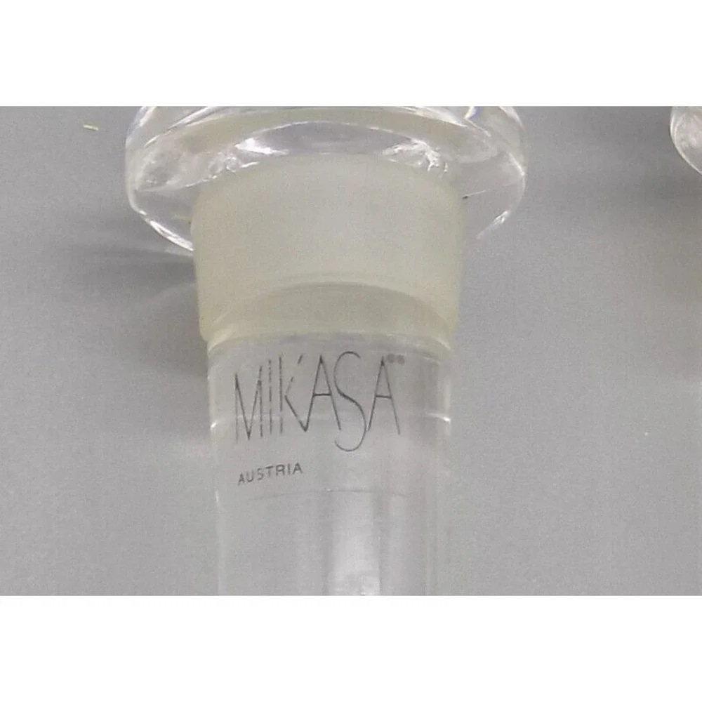 2 Mikasa Lead Crystal Wine Bottle Stoppers Monterey & 2000 Y2K Millennium Vtg